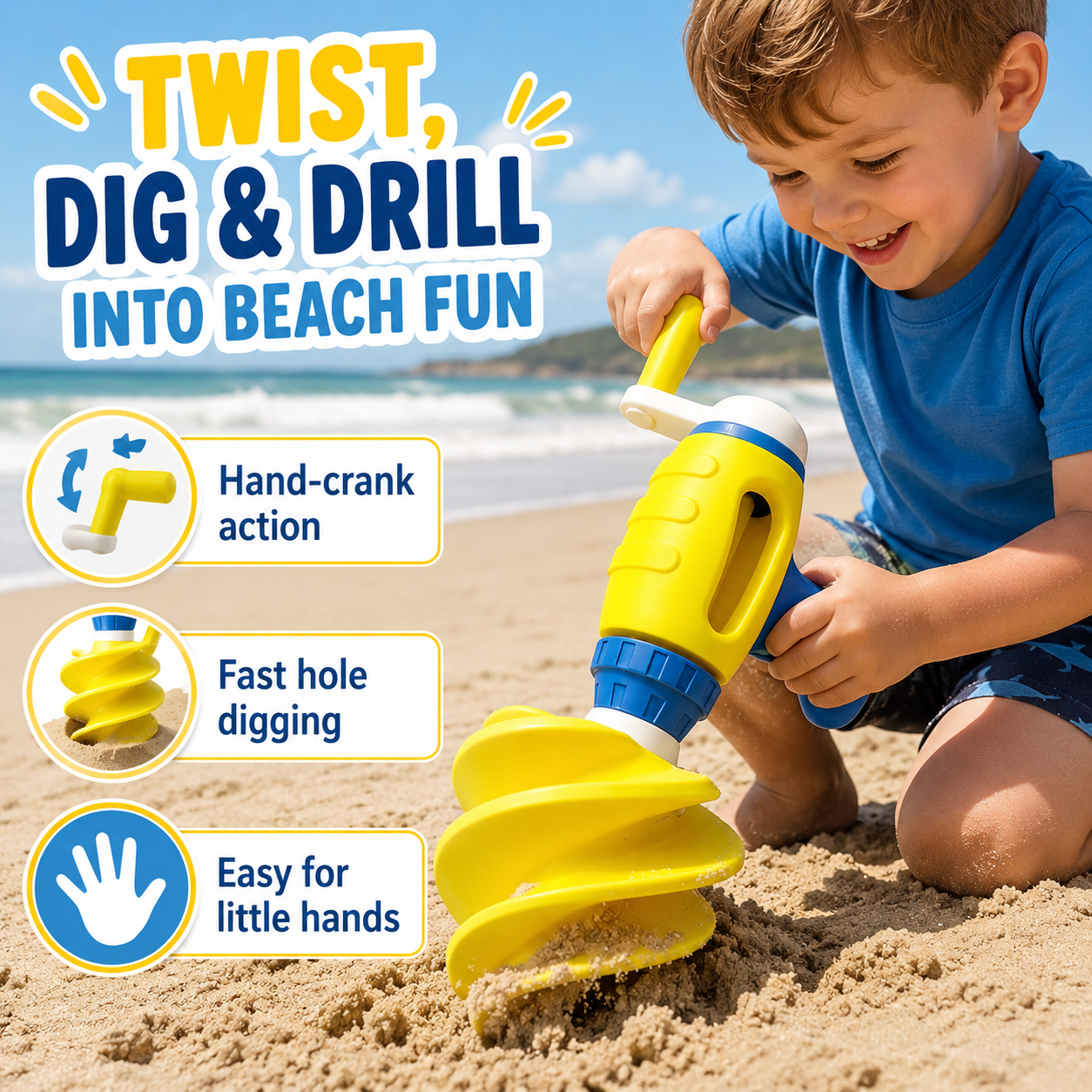Kids Hand-Crank Beach Sand Drill Toy, Ice Cream Cone Shaped Sand Digger for Beach, Sandbox, Camping & Outdoor Play, Manual Twist Sand Auger Toy for Boys and Girls — Wholesale World Cup 2026 Merchandise & Stadium Gear (image 1 of 6)