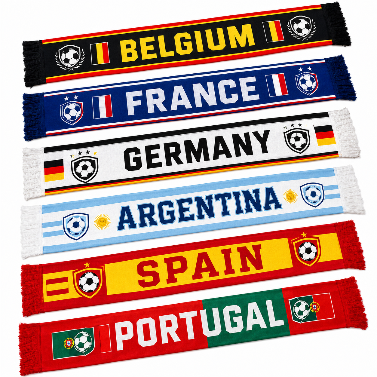Soccer Supporter Scarf, Country Flag Inspired Football Fan Scarf, 100% Polyester National Team Style Cheer Scarf with Fringed Ends, Sports Party Decoration for Soccer Games, Fans and Events — Wholesale World Cup 2026 Merchandise & Stadium Gear (image 1 of 7)